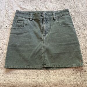 Roxy Olive Green Corduroy Mini Skirt